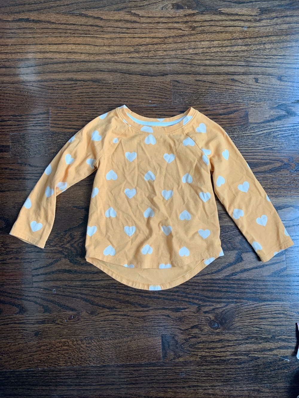 Cat & Jack Mustard Yellow Long-Sleeve Tee with White Heart Print